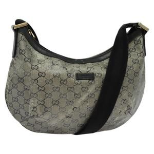 GUCCI GG crystal Sherry Line Bag Coated Canvas Silver Gold 181092 Auth bs28073